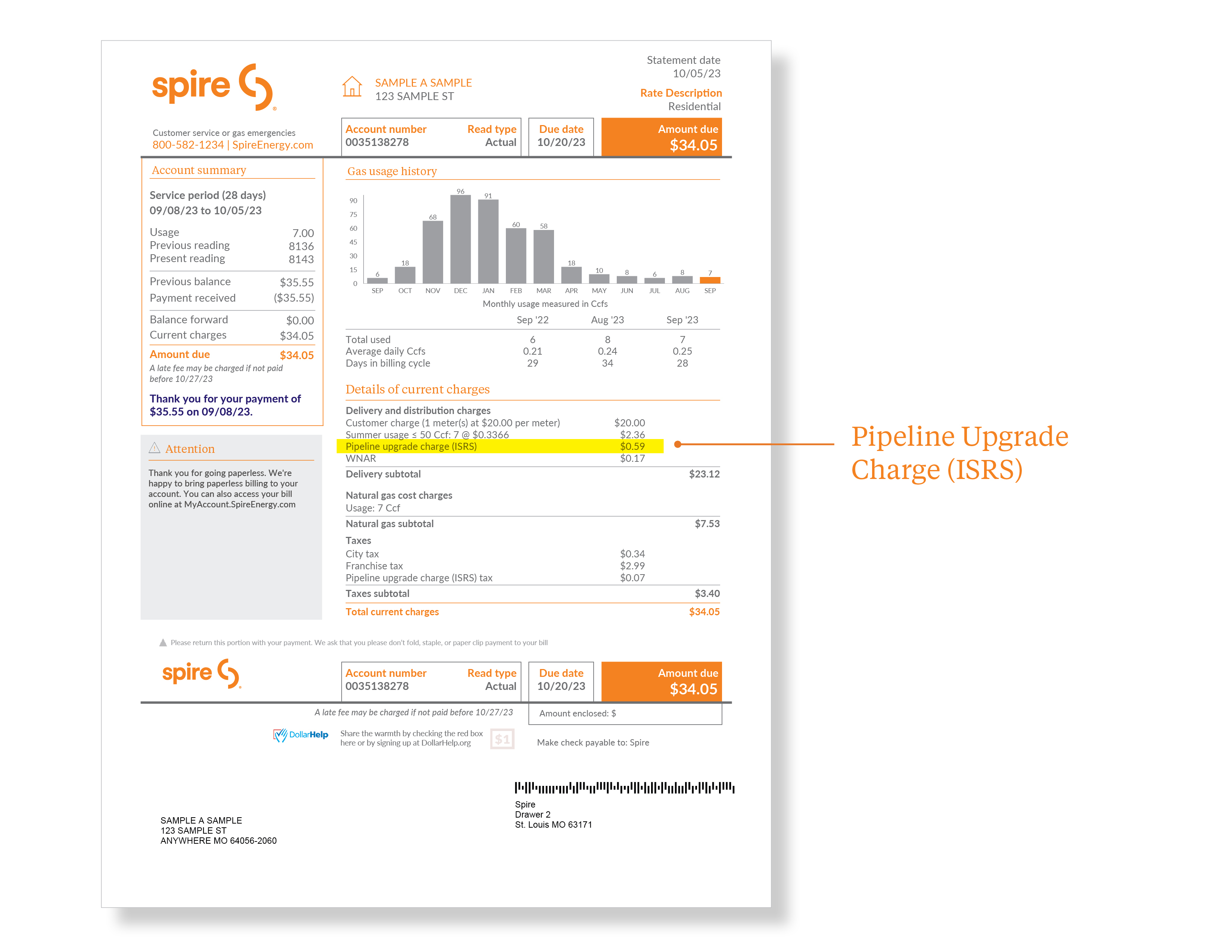 picture of Spire bill example 