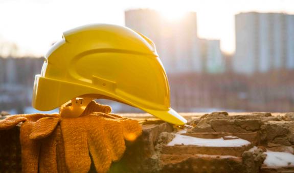 Gloves and hard hat