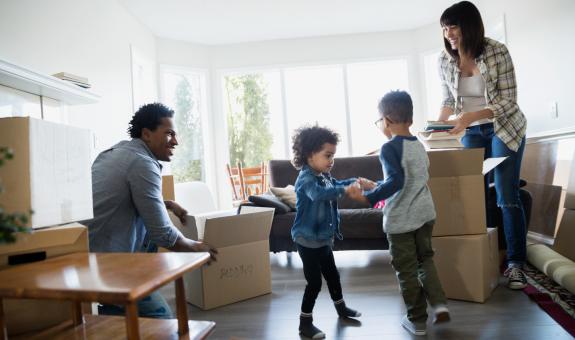 Family moving into a new home