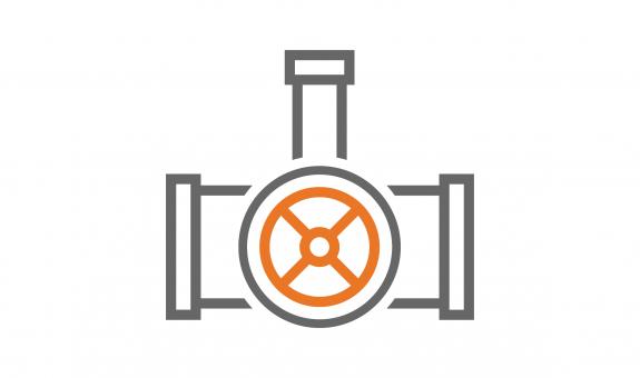 Line drawing of natural gas pipeline with orange valve