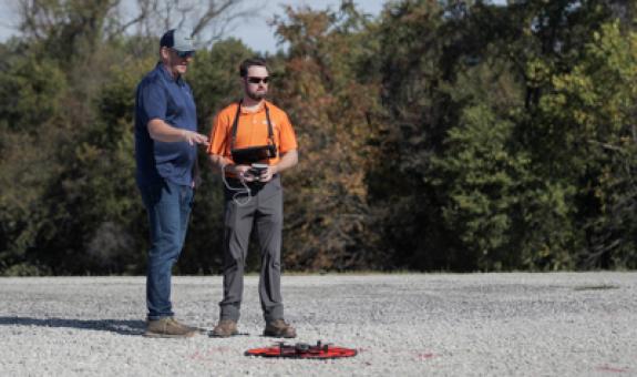 Image of Spire employee operating a drone