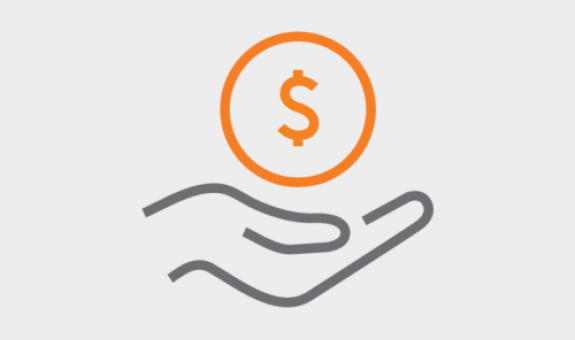 Image of a coin going into a hand