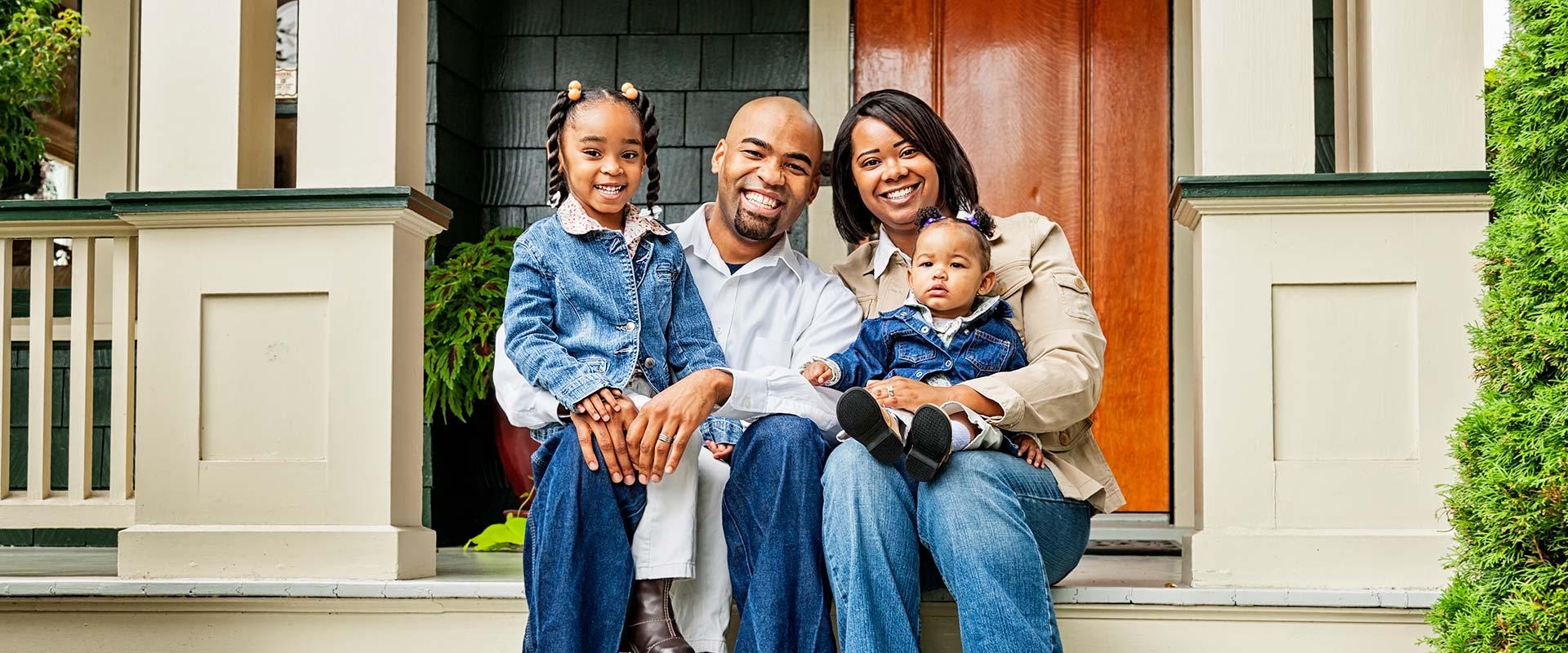 Family on porch