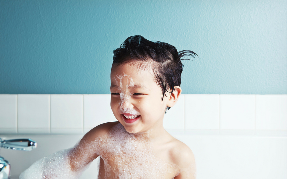 Baby taking a bath