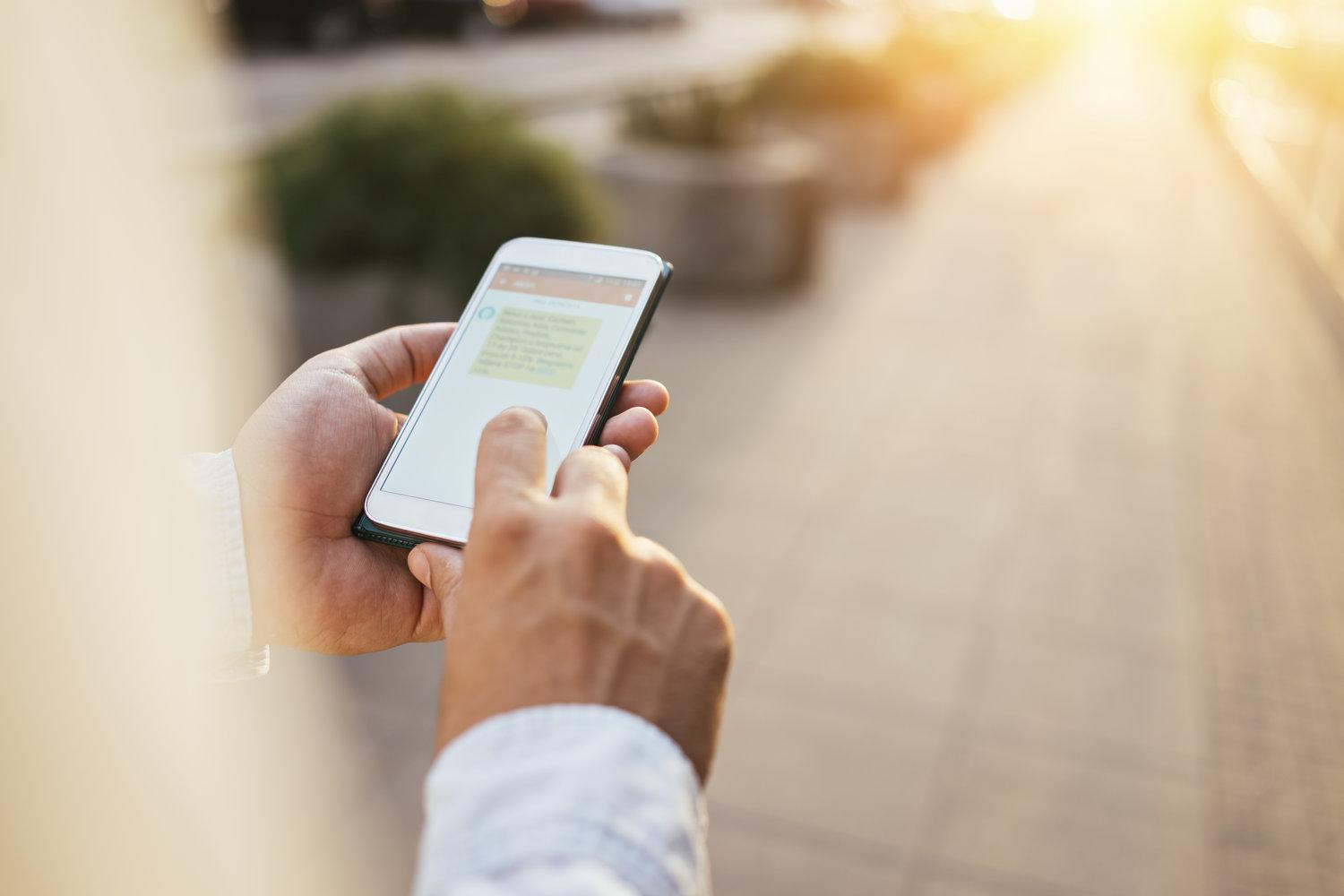 Customer using smart phone