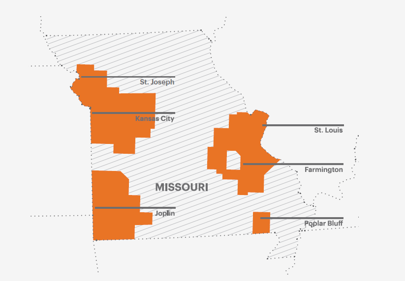Map of Spire territory in Missouri