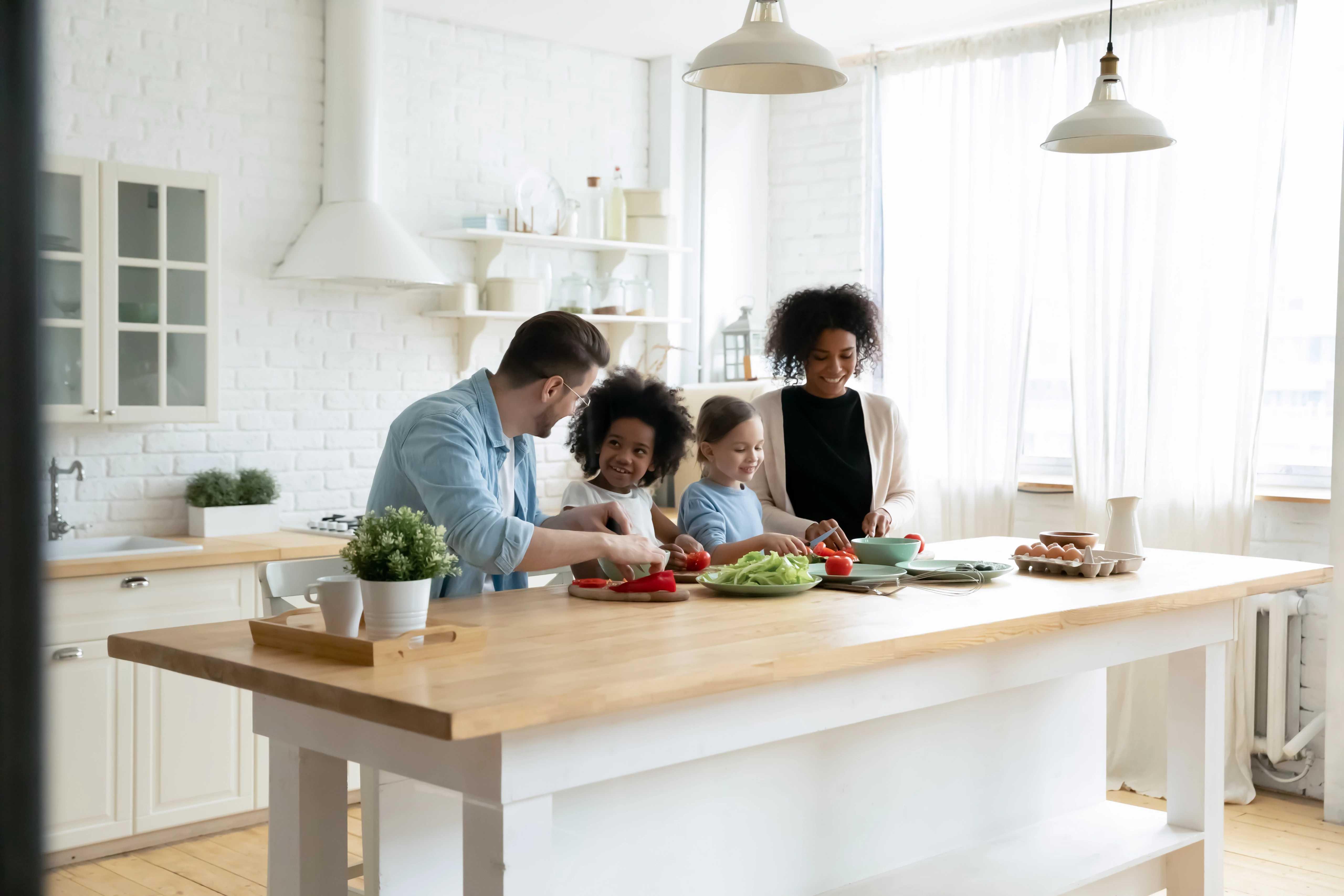 Image of family cooking in a kitchen