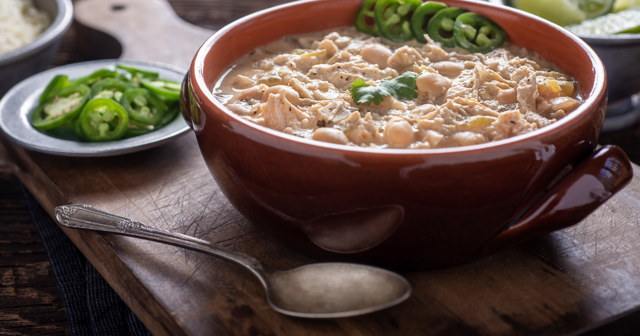 Bowl of white bean chicken chili