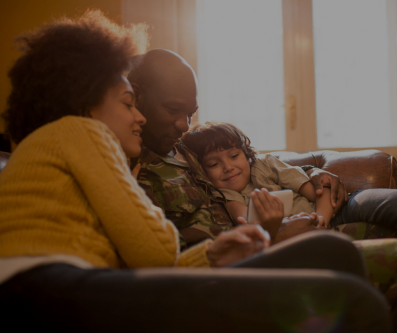 Image of: Family sitting on couch 